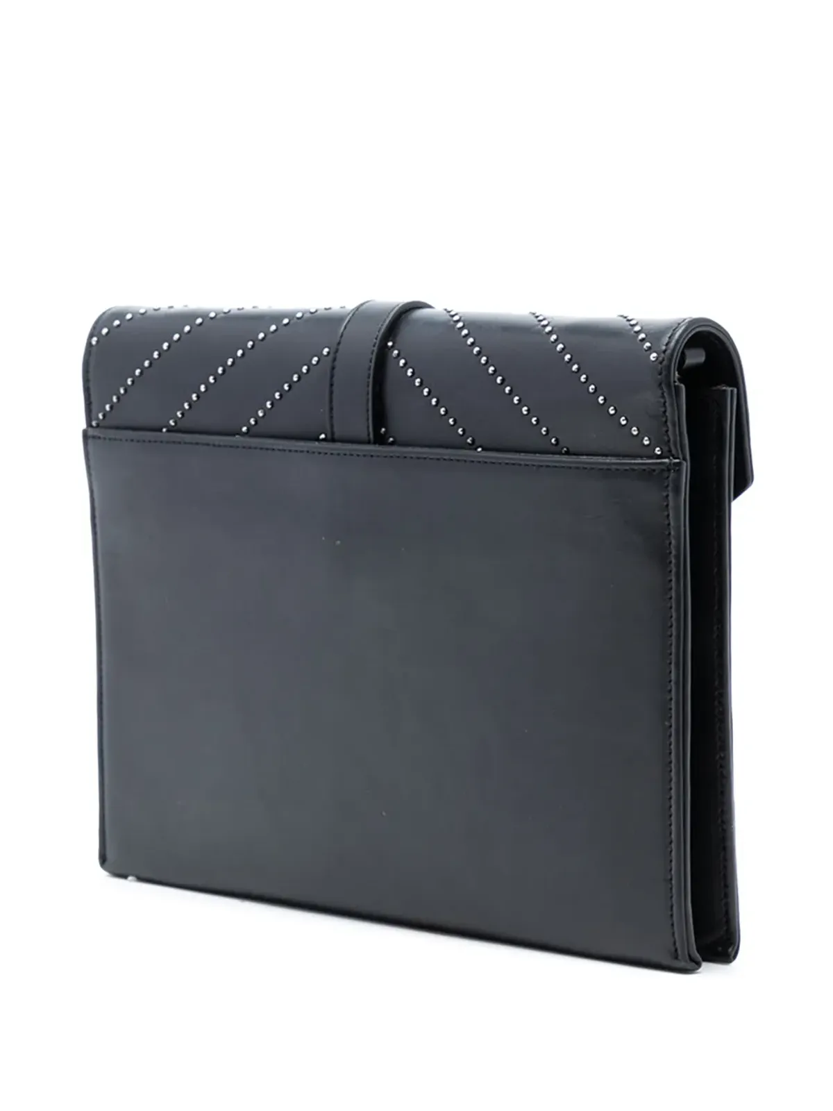 Saint Laurent Pre-Owned 2014 スタッズ付き Chevron カーフスキン モノグラム エンベロープ チェーン フラップ クロスボディバッグ - ブラック - 画像3