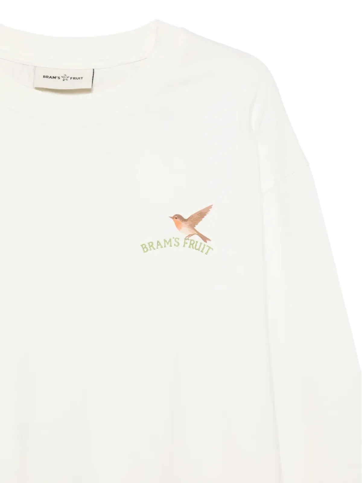 Bram’s Fruit ロビン花鳥プリント Tシャツ ホワイト - 画像3
