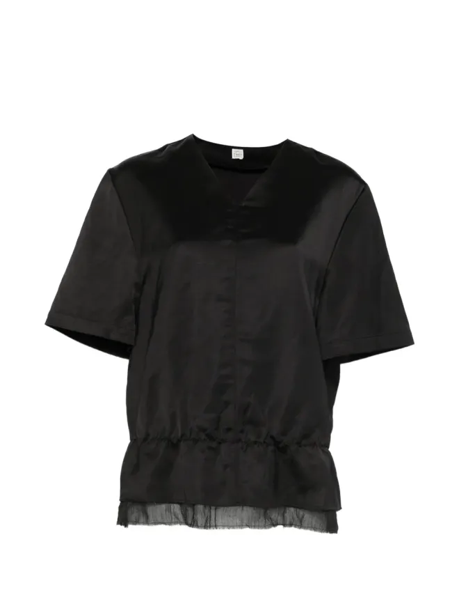 TOTEME TOTEME V-neck satin blouse - Blackの商品画像