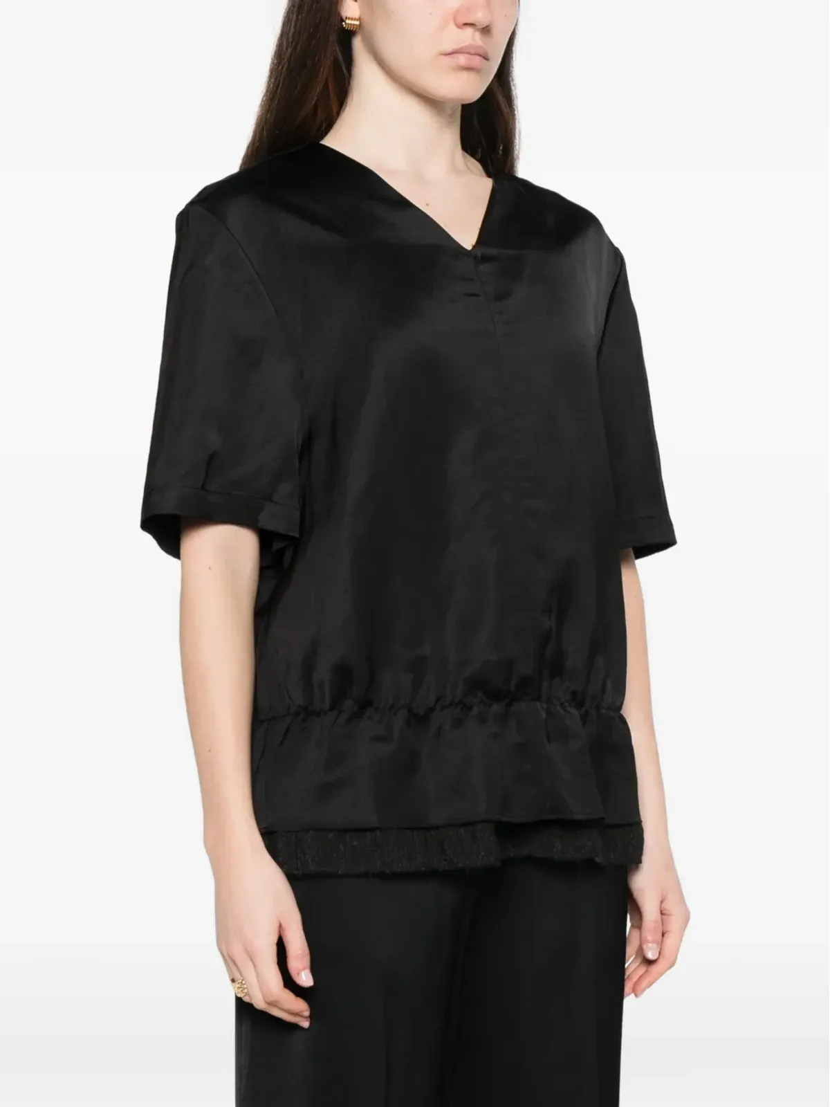 TOTEME V-neck satin blouse - Black - 画像3