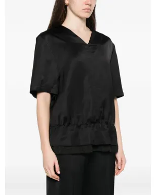 TOTEME V-neck satin blouse - Black - サムネイル3