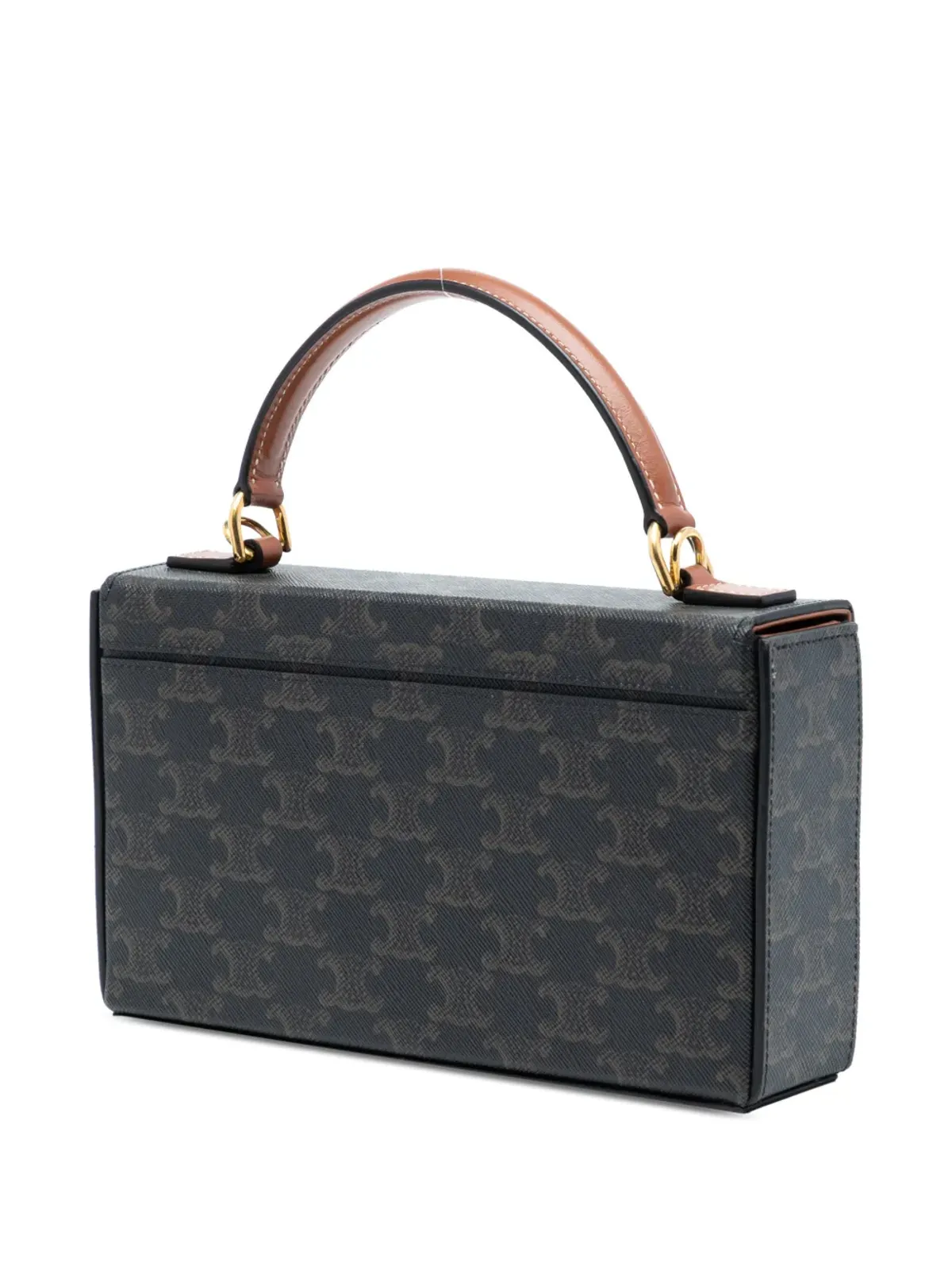 Celine Pre-Owned Triomphe コーティッドキャンバス ボックストップハンドルバッグ ブラウン - 画像3