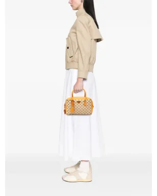 Prada Pre-Owned ビンテージ 小型サフィアノ トリム キャンバス グロメット バウレット バッグ - サムネイル2