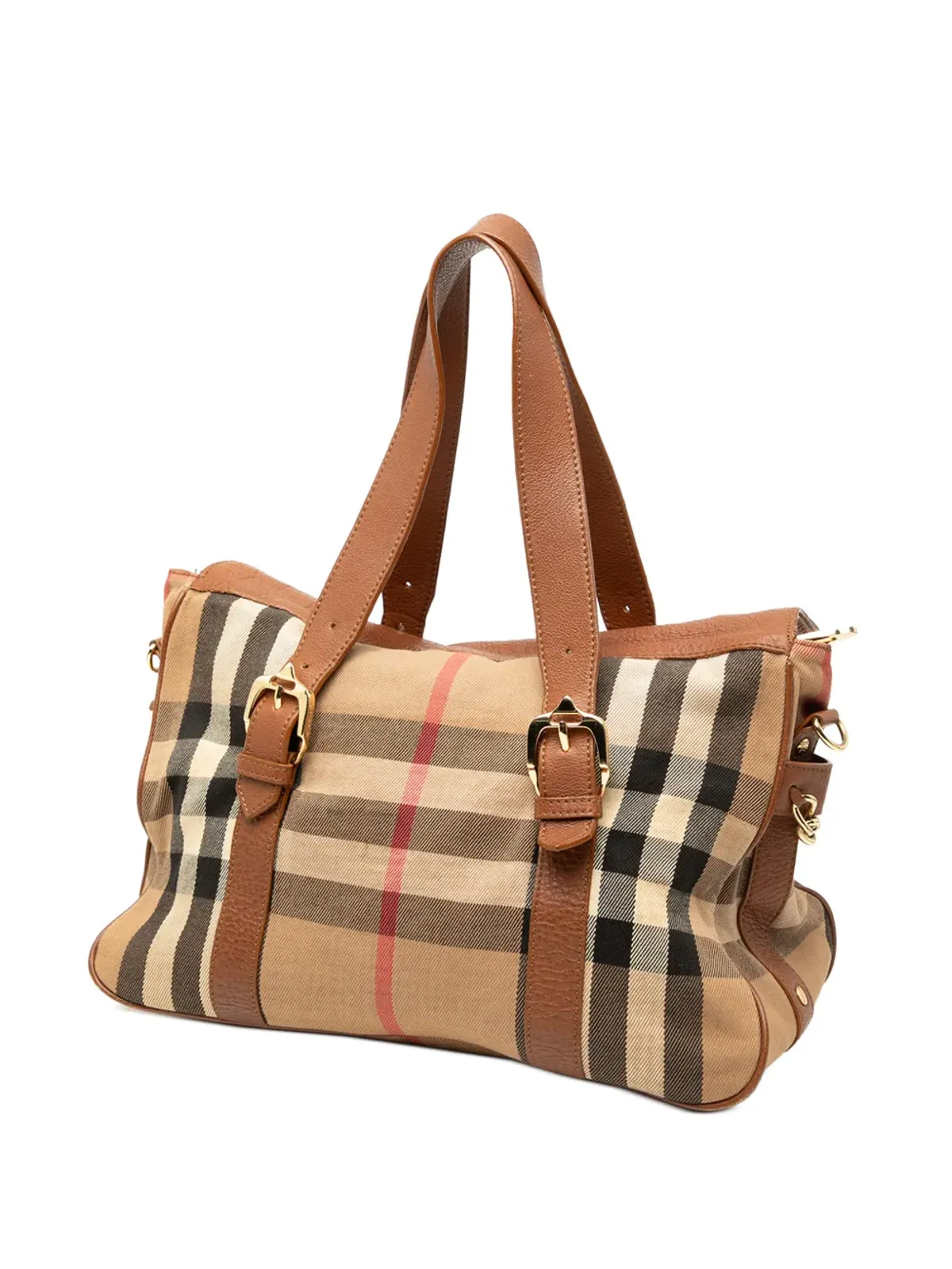 Burberry Pre-Owned ハウスチェックキャンバス地ハンドバッグ（レザー・トリム付き） - 画像3