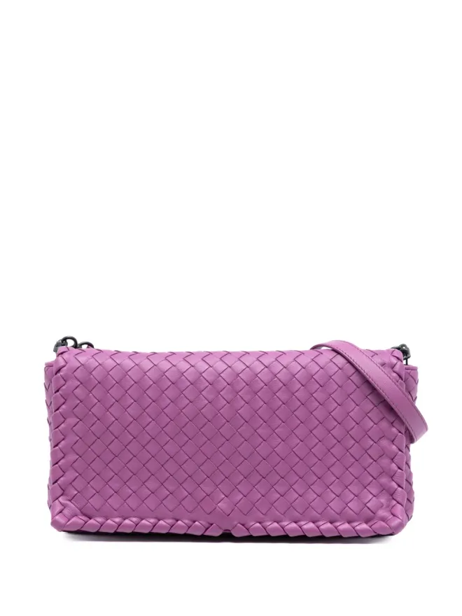 Bottega Veneta Pre-Owned Bottega Veneta Pre-Owned ナッパレザー ダリア クラッチクロスボディバッグ - Purpleの商品画像