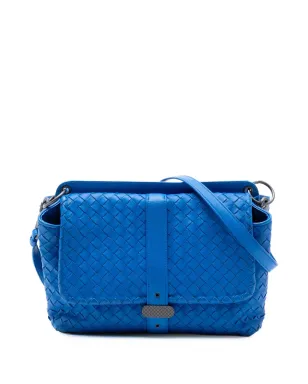 Bottega Veneta ビンテージ 2012-2025 Nappa Intrecciato ダブルサイドフラップ クロスボディバッグ ブルー - サムネイル1