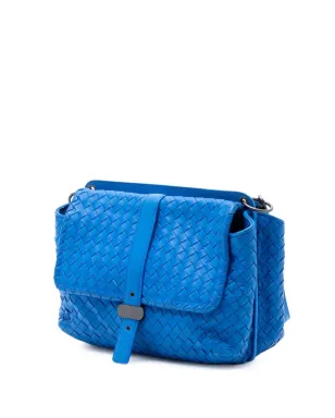 Bottega Veneta ビンテージ 2012-2025 Nappa Intrecciato ダブルサイドフラップ クロスボディバッグ ブルー - サムネイル3