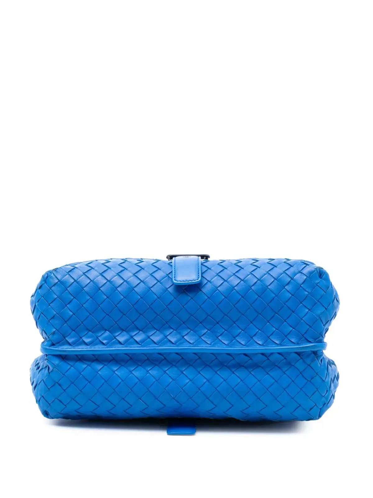 Bottega Veneta ビンテージ 2012-2025 Nappa Intrecciato ダブルサイドフラップ クロスボディバッグ ブルー - 画像4
