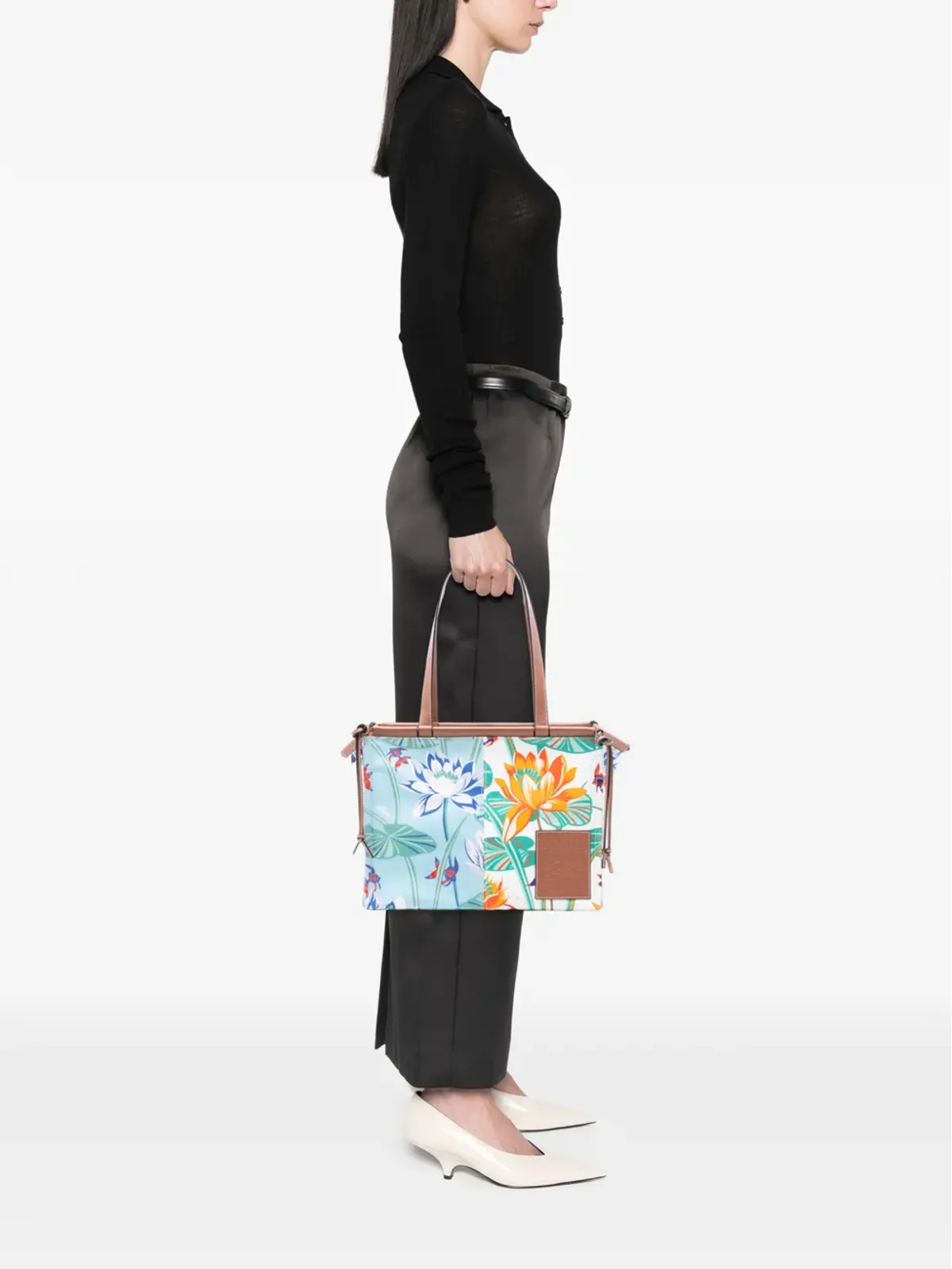 Loewe Pre-Owned パウラズ・イビザ キャンバス地 水蓮プリント クッション トートバッグ - グリーン - 画像2