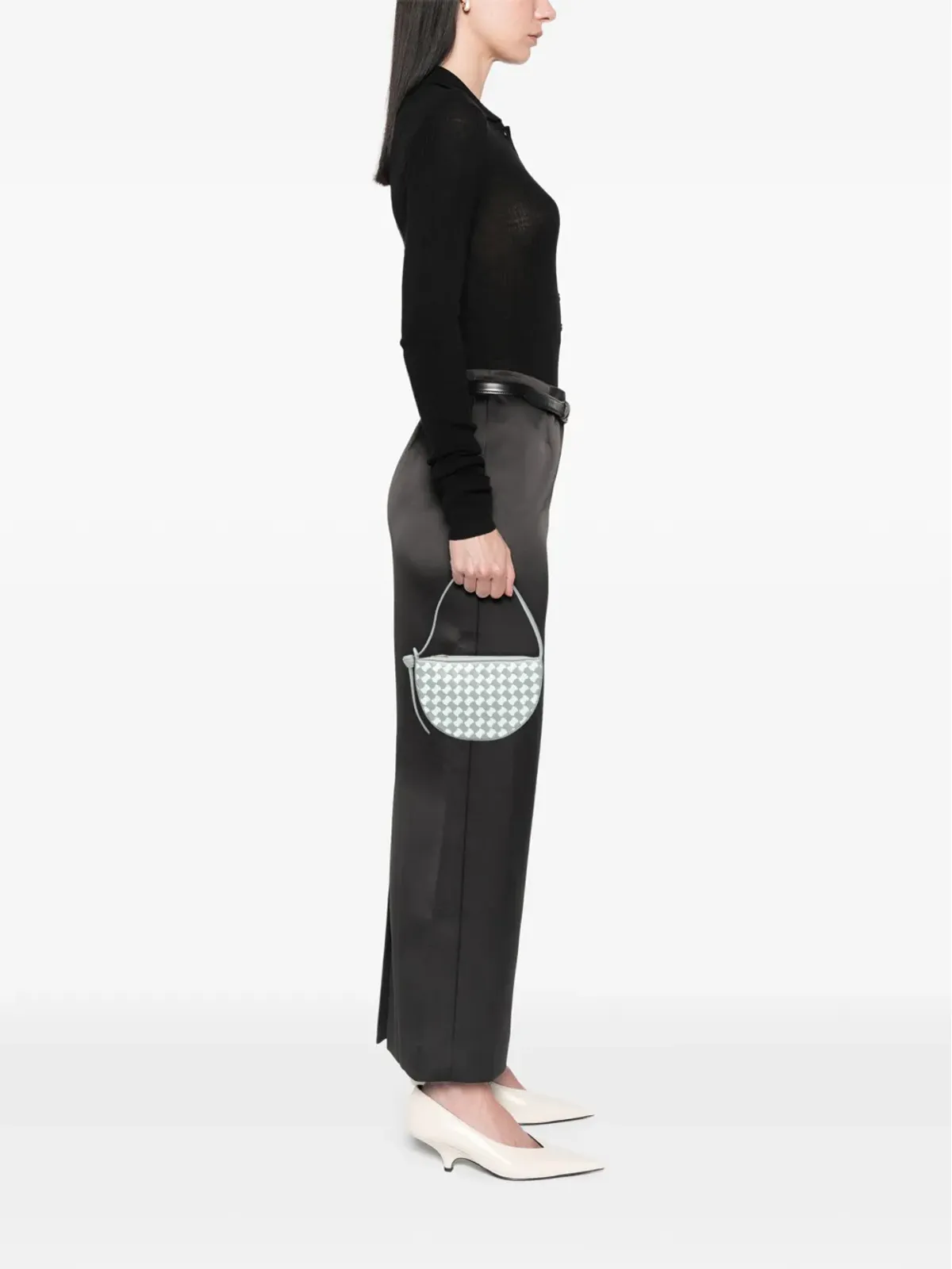 Bottega Veneta - Sunrise ホーボー ショルダーバッグ レザー イントレチャート ブルー - 画像2