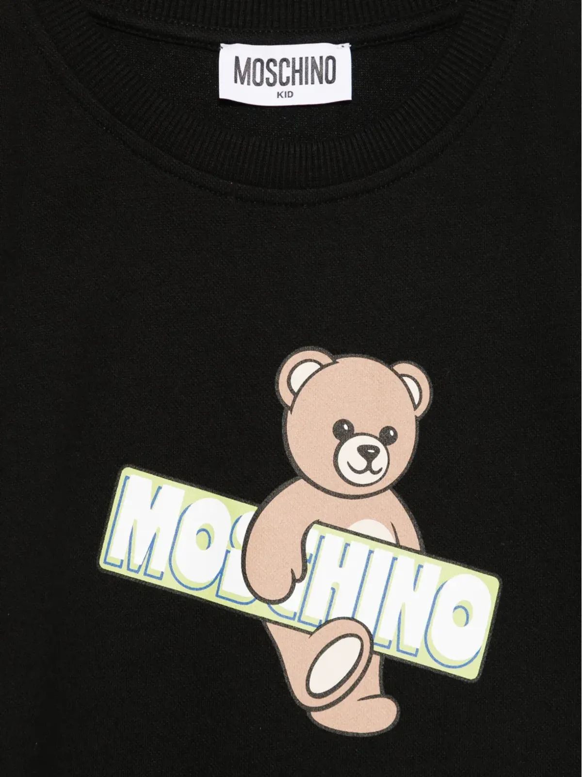 Moschino Kids ベアプリントのフリルドレス ブラック - 画像3