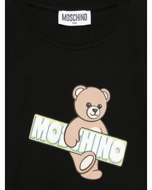 Moschino Kids ベアプリントのフリルドレス ブラック - サムネイル3