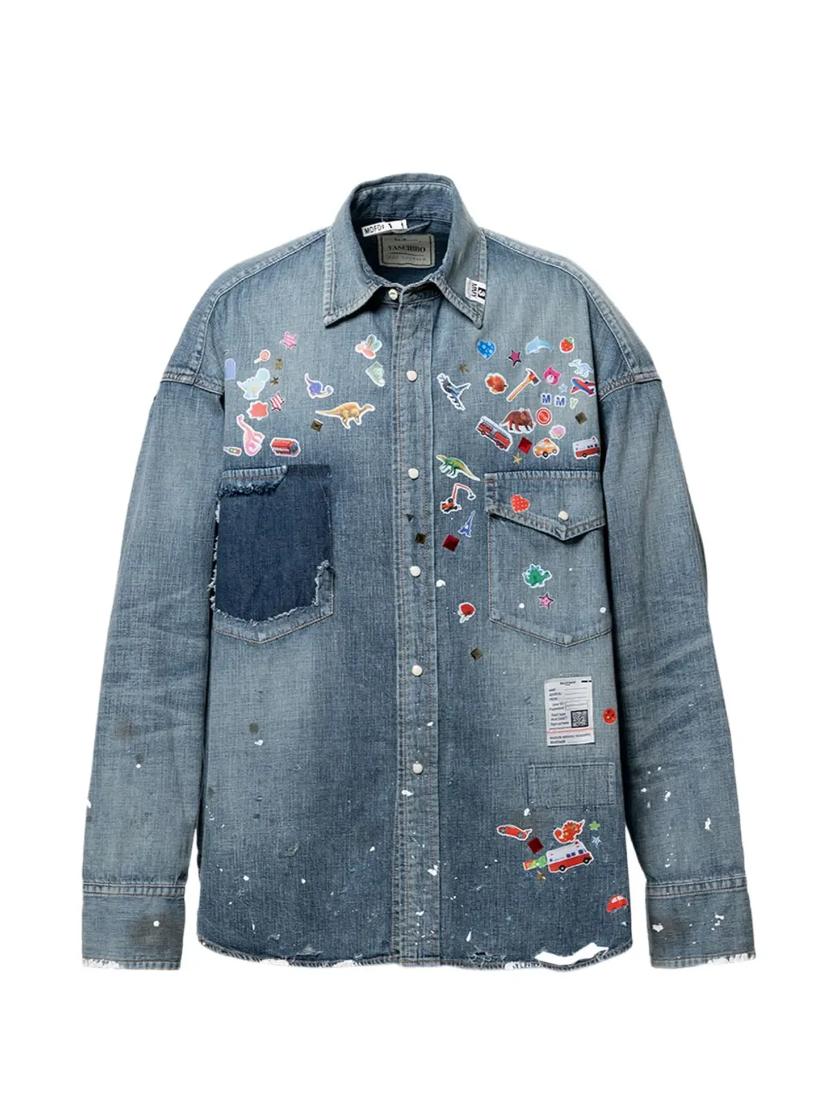 Maison MIHARA YASUHIRO ステッカープリント デニムシャツ - 画像1