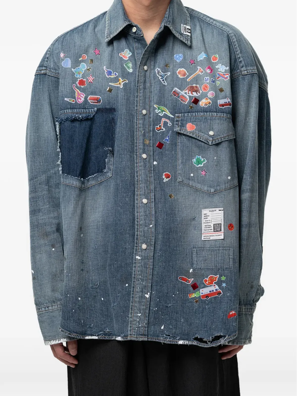 Maison MIHARA YASUHIRO ステッカープリント デニムシャツ - 画像5