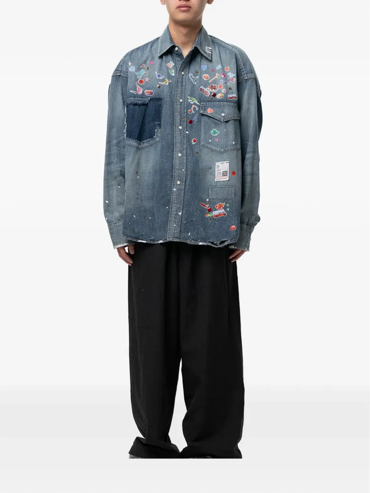Maison MIHARA YASUHIRO ステッカープリント デニムシャツ - 画像2