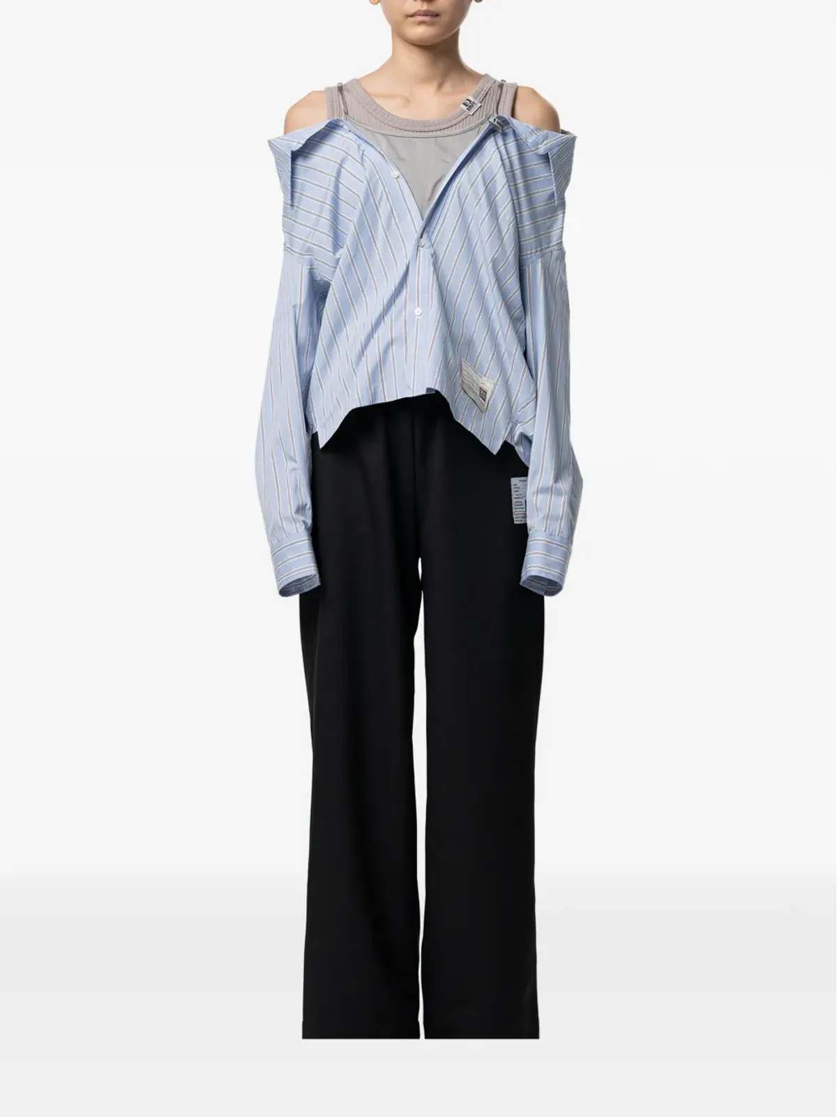 Maison MIHARA YASUHIRO レイヤードストライプトップ - 画像2