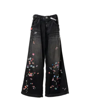 Maison MIHARA YASUHIRO sticker printed wide-leg jeans - Black - サムネイル1
