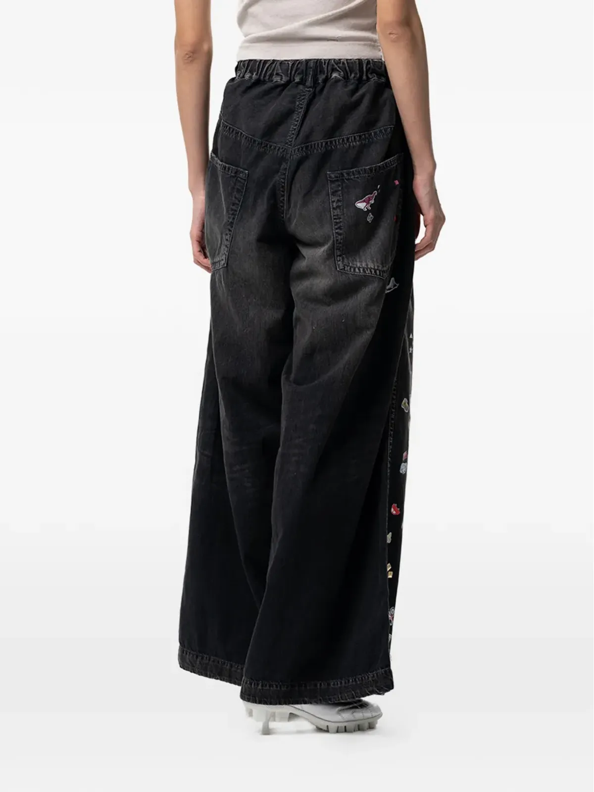 Maison MIHARA YASUHIRO sticker printed wide-leg jeans - Black - 画像5