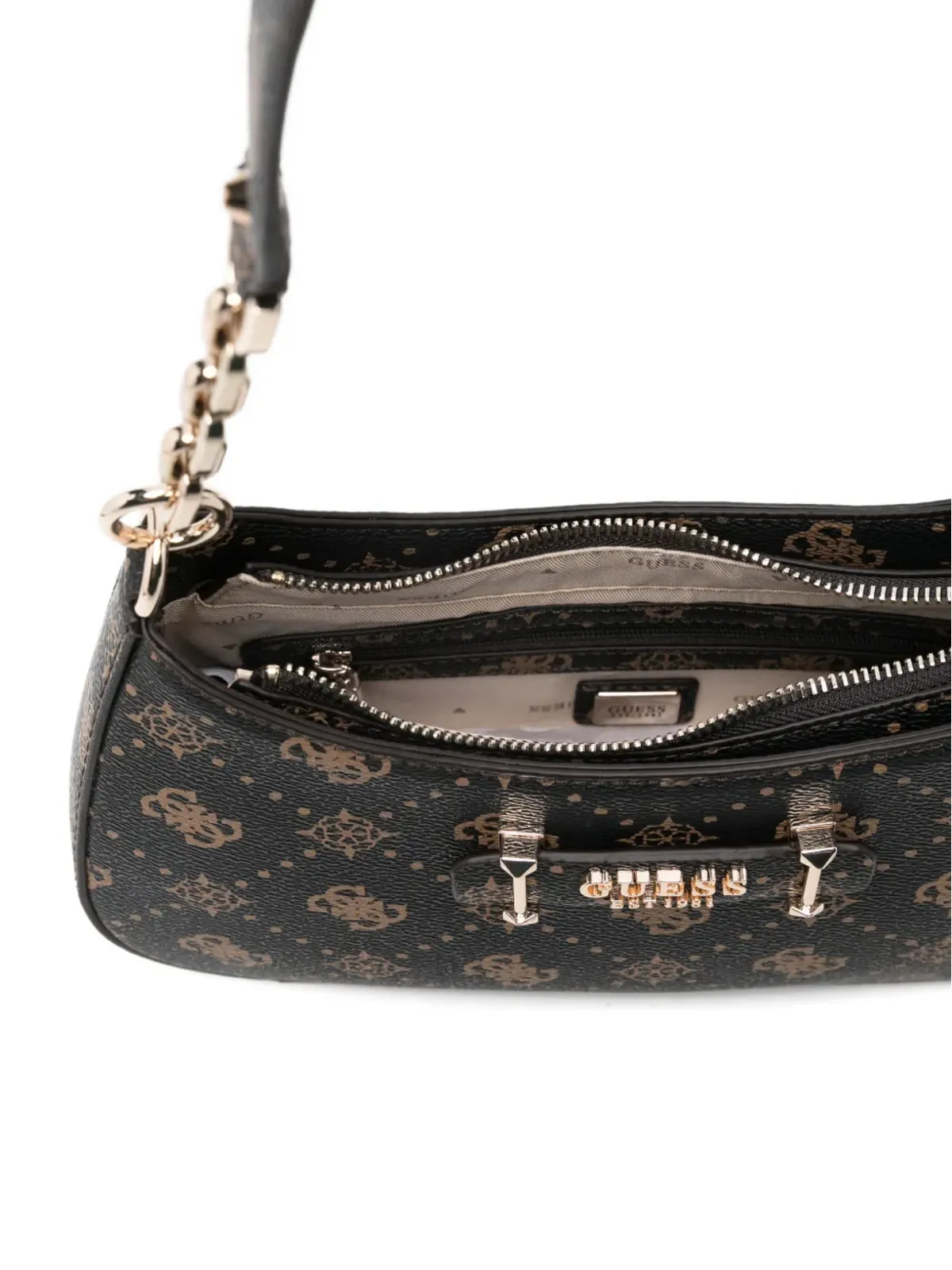 GUESS USA キャリー モノグラム チェーン ショルダーバッグ - 画像4