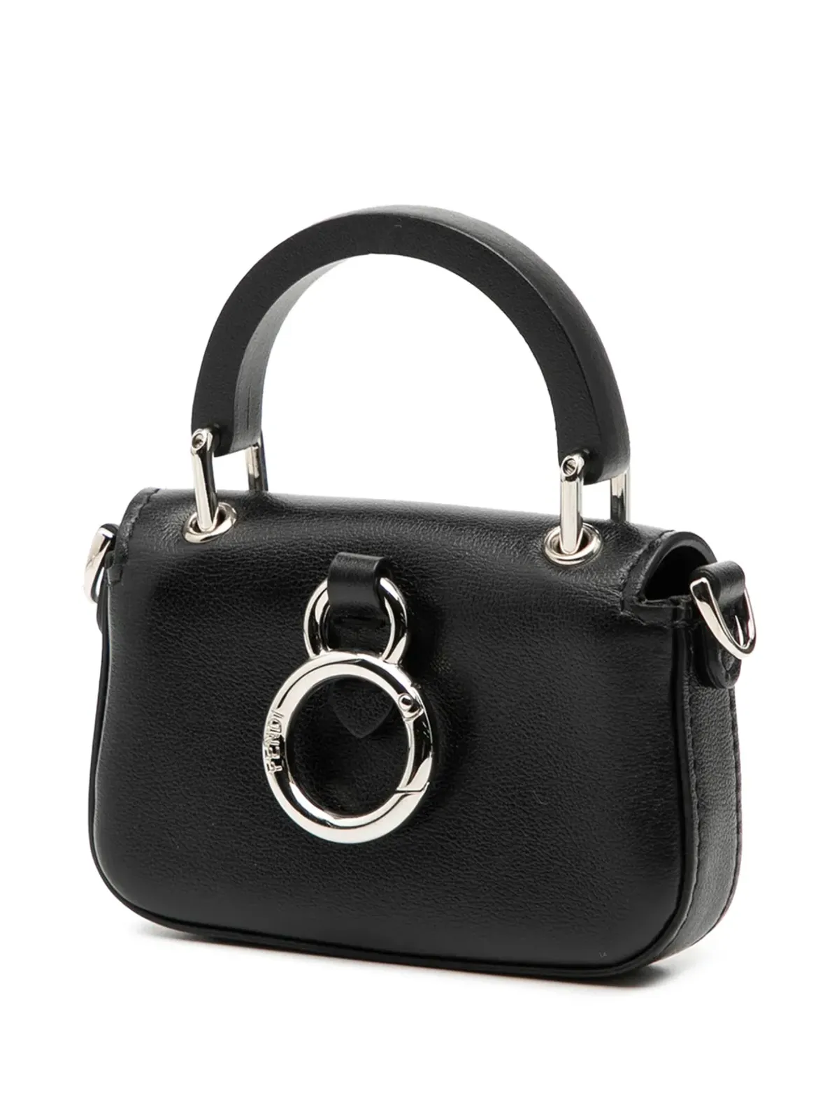 Fendi ビンテージ ナノレザー マキシハンドル バゲット サッチェル ブラック - 画像3