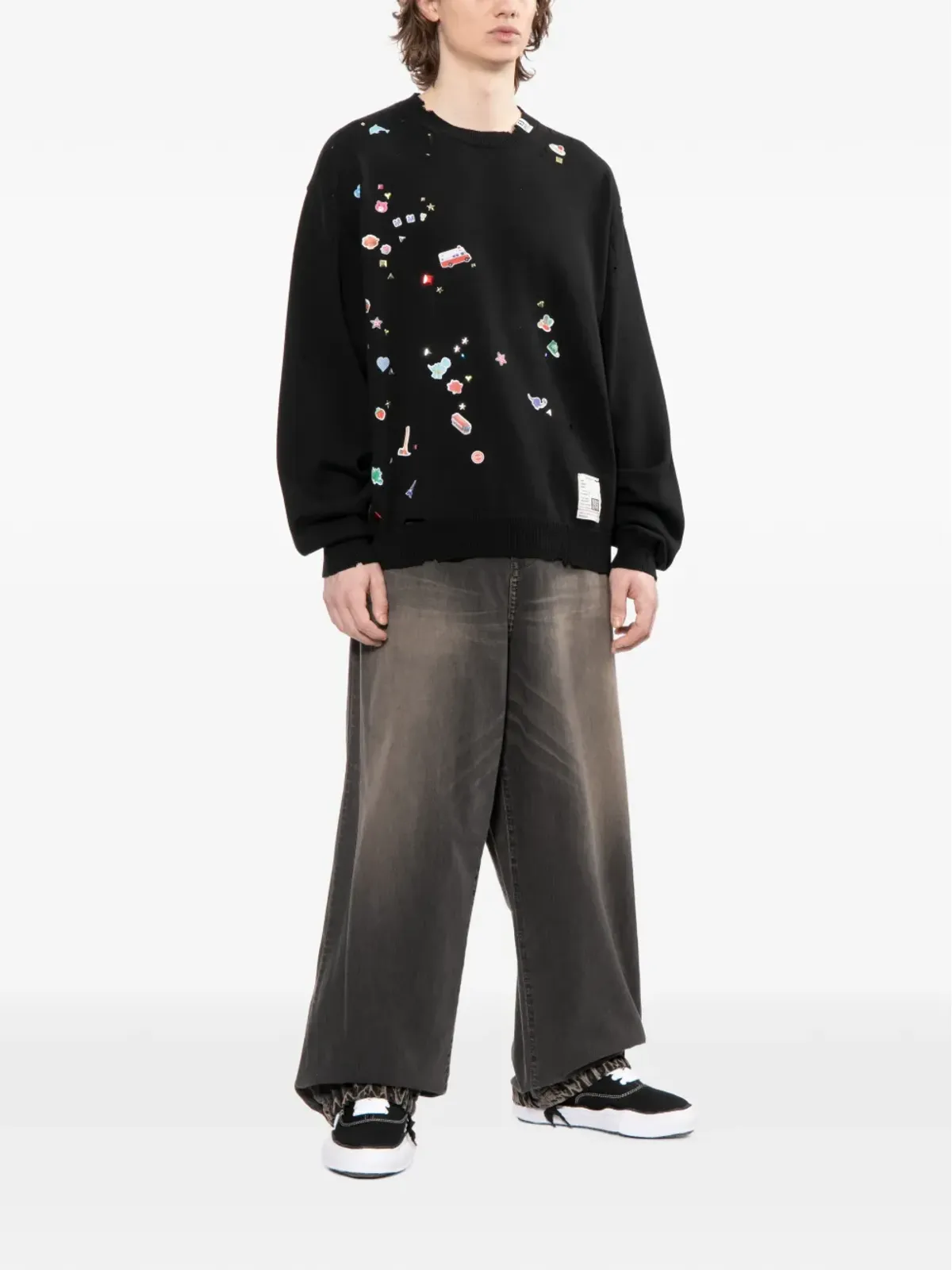 Maison MIHARA YASUHIRO graphic-appliqué sweater - Black - 画像2