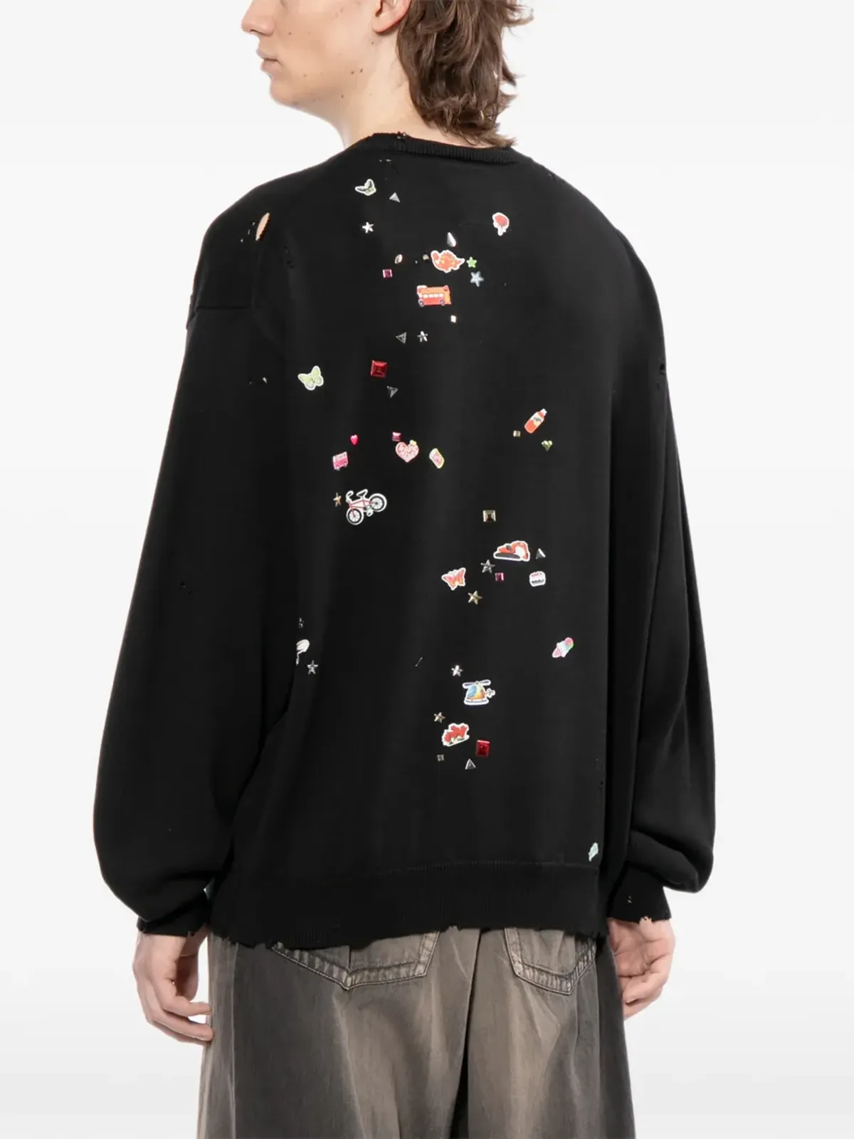 Maison MIHARA YASUHIRO graphic-appliqué sweater - Black - 画像4