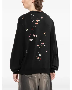 Maison MIHARA YASUHIRO graphic-appliqué sweater - Black - サムネイル4