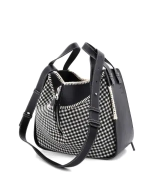 Loewe Pre-Owned ハモックバッグ レザー＆ツイード サッチェル - ブラック - サムネイル3