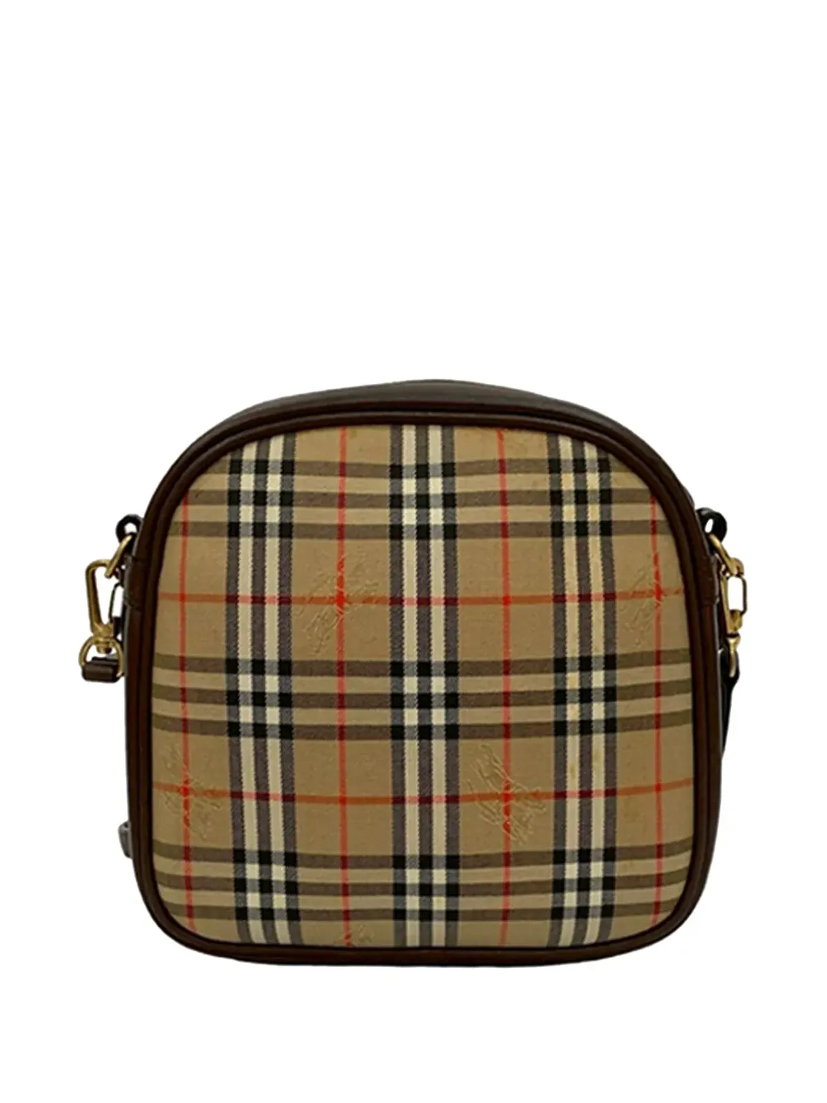 Burberry ビンテージ Haymarket チェック キャンバス クロスボディバッグ ブラウン - 画像5