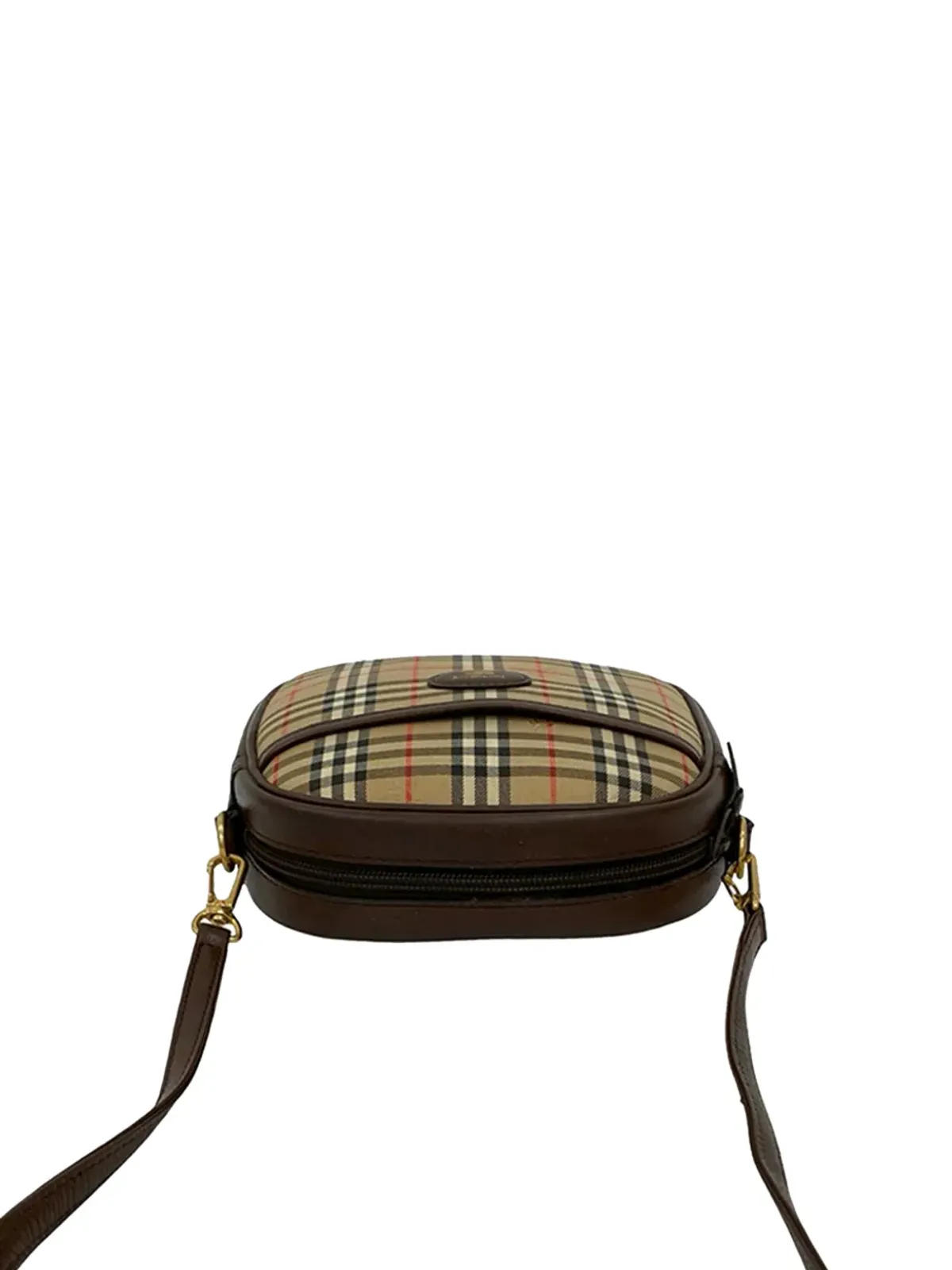Burberry ビンテージ Haymarket チェック キャンバス クロスボディバッグ ブラウン - 画像2