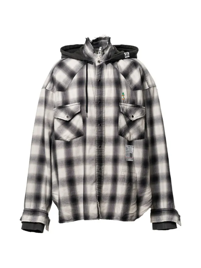 Maison MIHARA YASUHIRO Maison MIHARA YASUHIRO フード付きチェック柄シャツ ブラックの商品画像