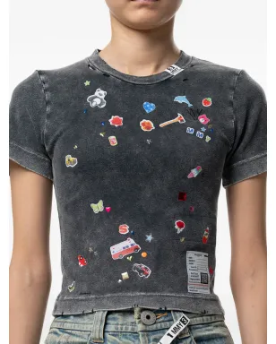 Maison MIHARA YASUHIRO kids sticker-print bleached T-shirt - Grey - サムネイル5