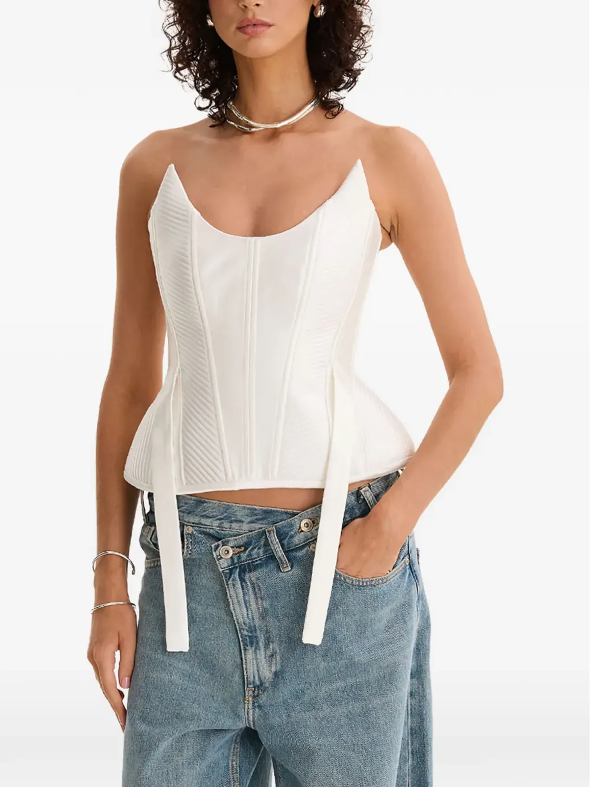 MOOS STUDIO strapless top - White - 画像1