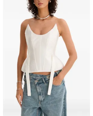 MOOS STUDIO strapless top - White - サムネイル1