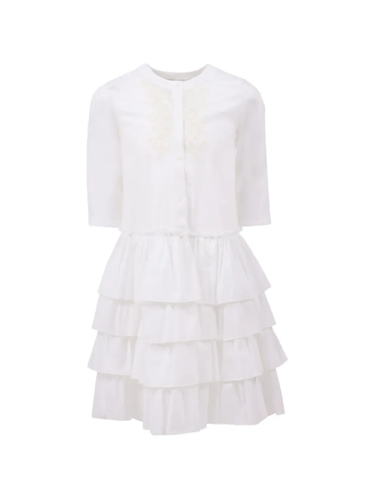 Ermanno Scervino Junior 刺繍入りフリルドレス - 画像1