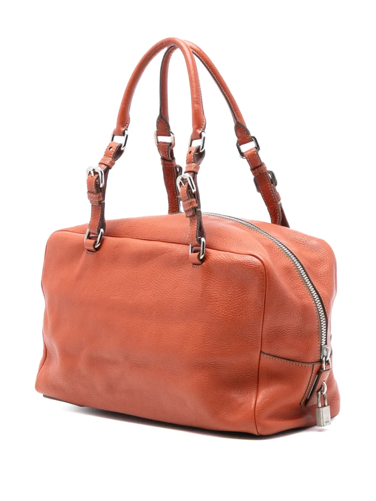 Prada Pre-Owned Vitello Daino エンボス ロゴ バウレット ハンドバッグ - レッド - 画像3