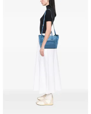 Prada Pre-Owned Vitello Daino フロントポケット付きオープン・コンバーチブル・トートサッチェル（ブルー） - サムネイル2