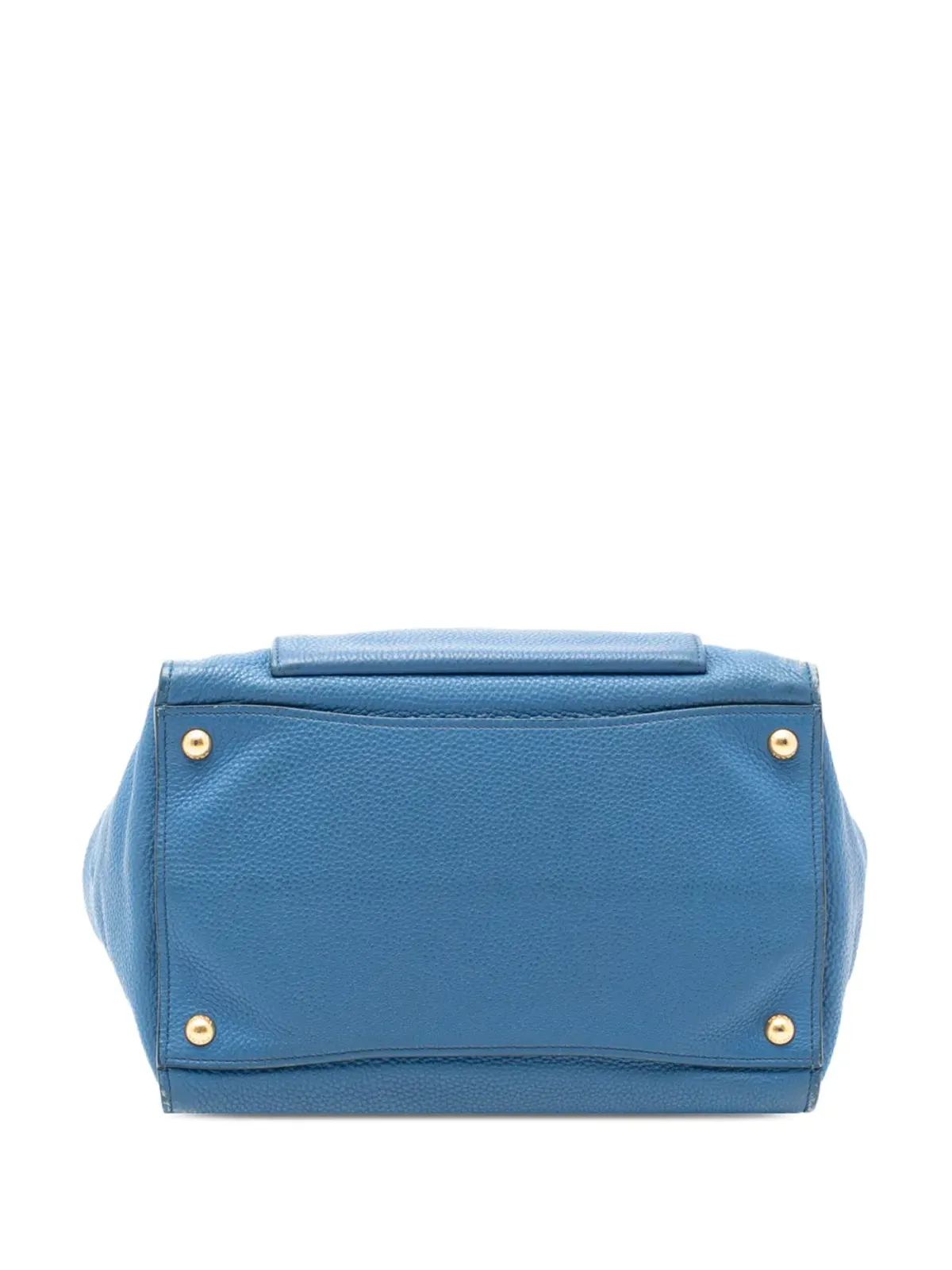 Prada Pre-Owned Vitello Daino フロントポケット付きオープン・コンバーチブル・トートサッチェル（ブルー） - 画像4