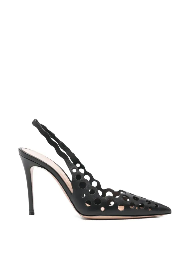 Gianvito Rossi Gianvito Rossi レーザーカット・スリングバック・ヒールパンプス - ブラックの商品画像