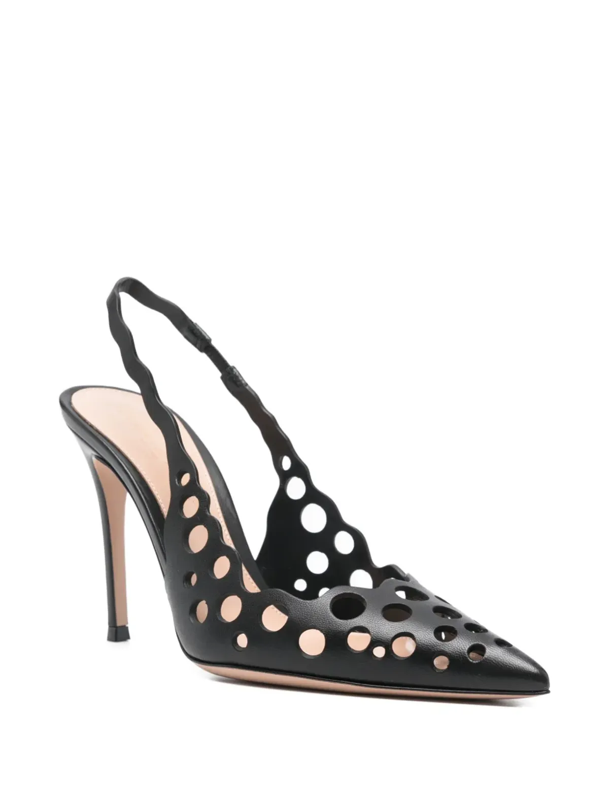 Gianvito Rossi レーザーカット・スリングバック・ヒールパンプス - ブラック - 画像2