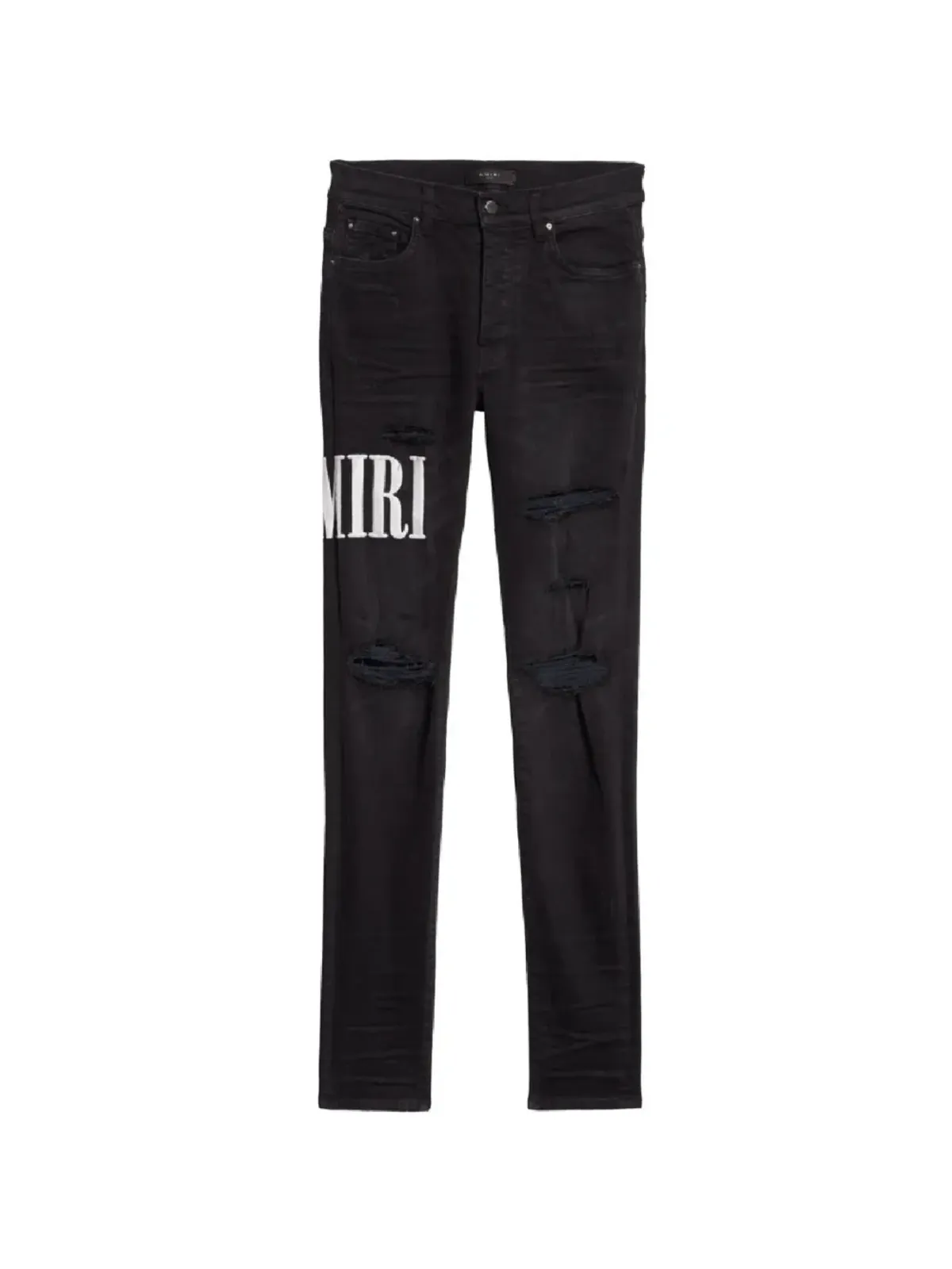 AMIRI ロゴ入りダメージデニムジーンズ - 画像1