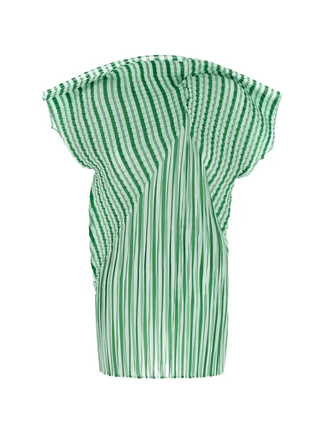 Issey Miyake Issey Miyake ストライププリーツトップ - グリーンの商品画像