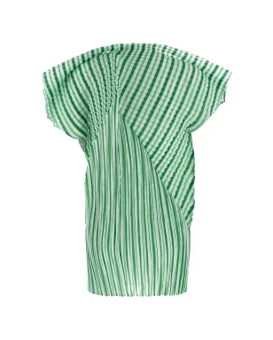 Issey Miyake ストライププリーツトップ - グリーン - サムネイル2