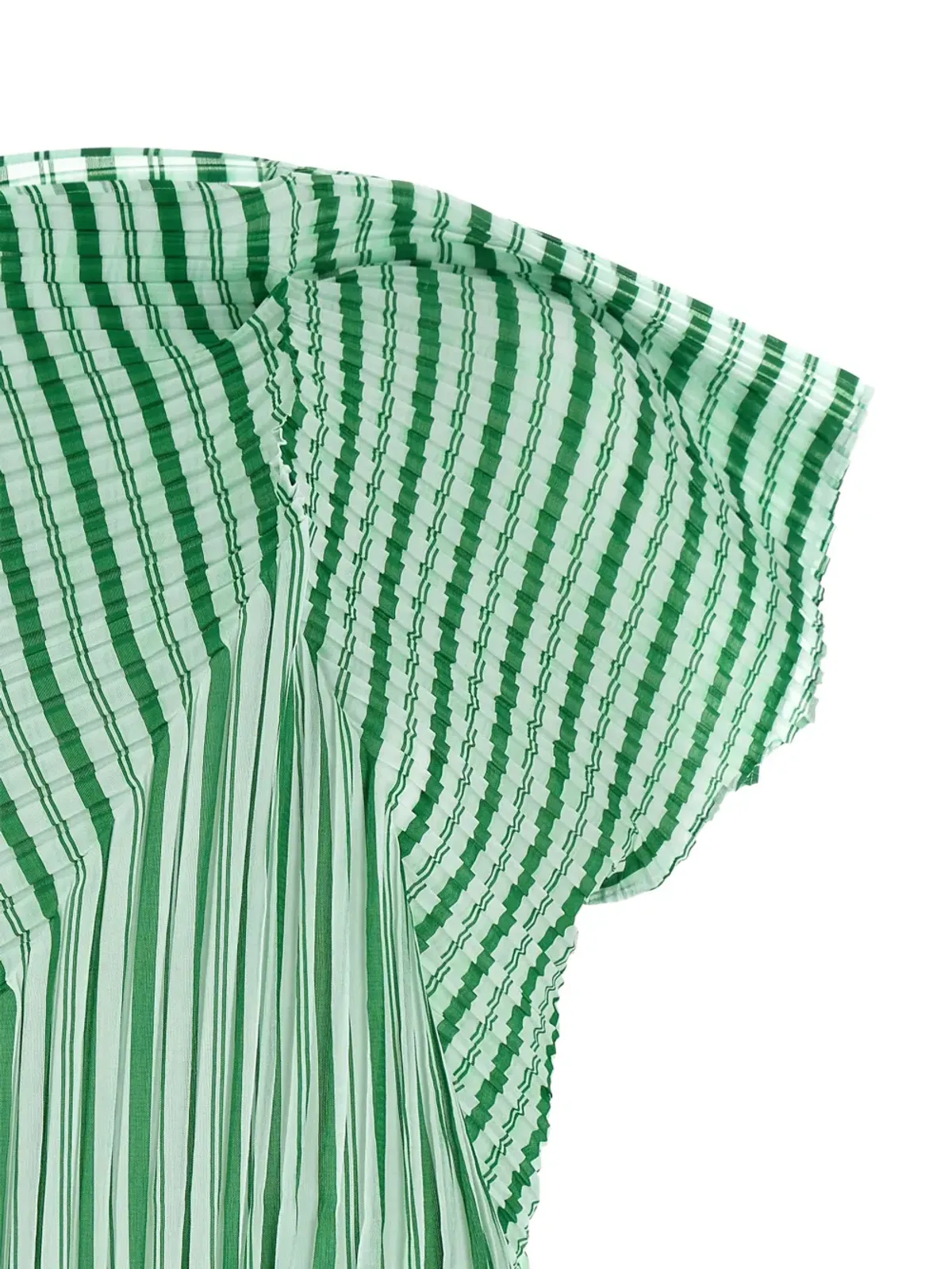 Issey Miyake ストライププリーツトップ - グリーン - 画像3