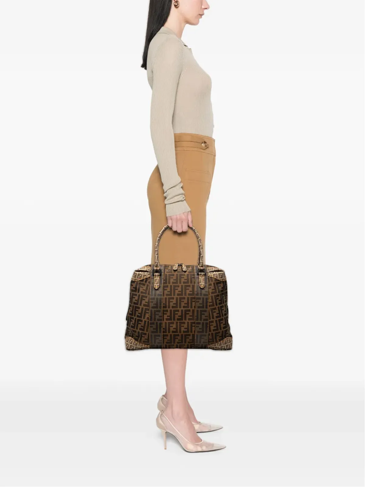 Fendi Pre-Owned Zucca キャンバス・ミックスドメディア トートバッグ - 画像2