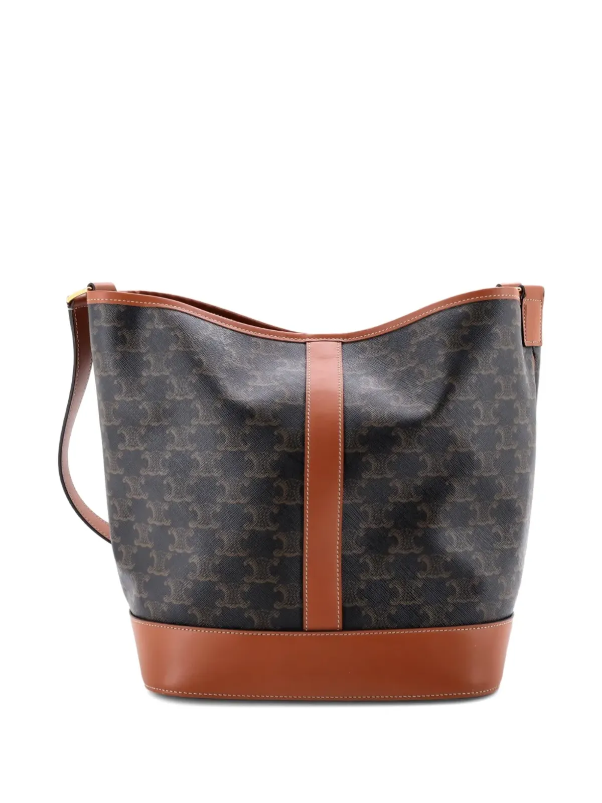 Celine Pre-Owned Triomphe コーテッドキャンバス ミディ バケットバッグ - 画像2