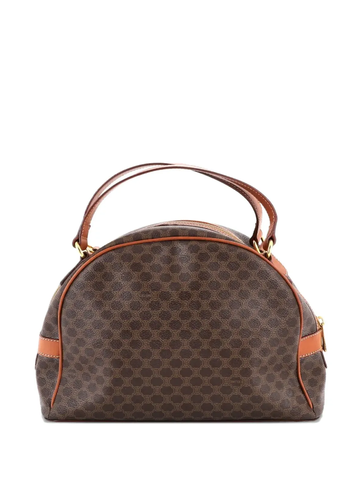 Celine Pre-Owned ドームハンドルバッグ マカダム加工キャンバス サッチェル - ブラウン - 画像3