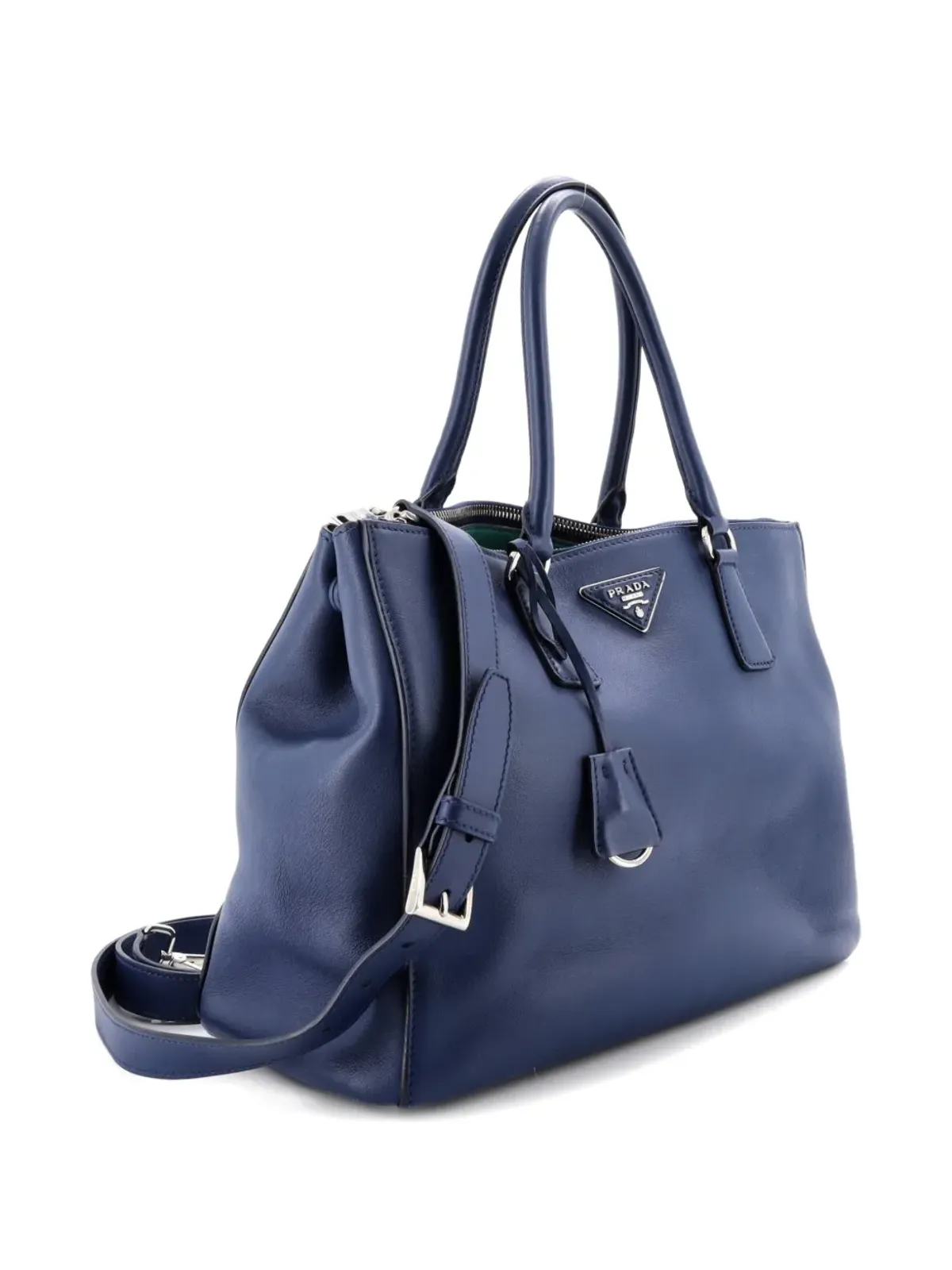 Prada Pre-Owned ガレリア ダブルジップ トート レザー サッチェル - ブルー - 画像3