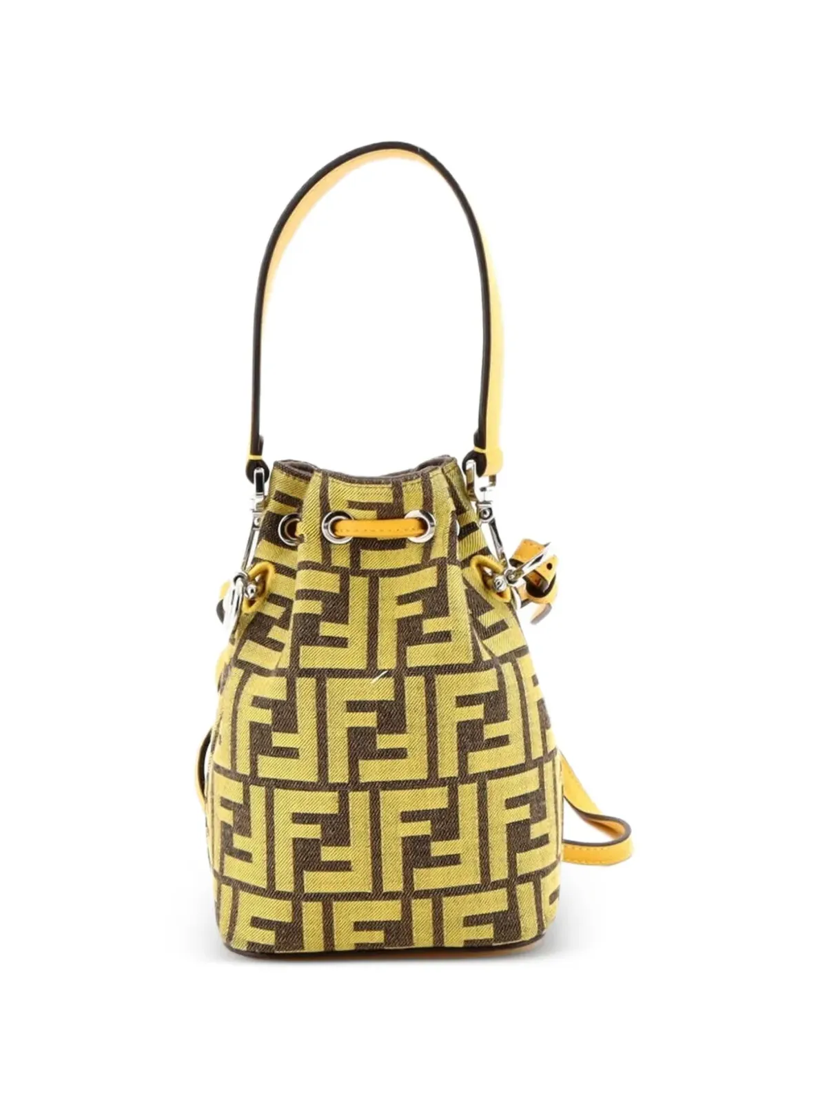 Fendi Pre-Owned FRGMT Mon Tresor Zucca Canvas ミニ バケットバッグ イエロー - 画像2