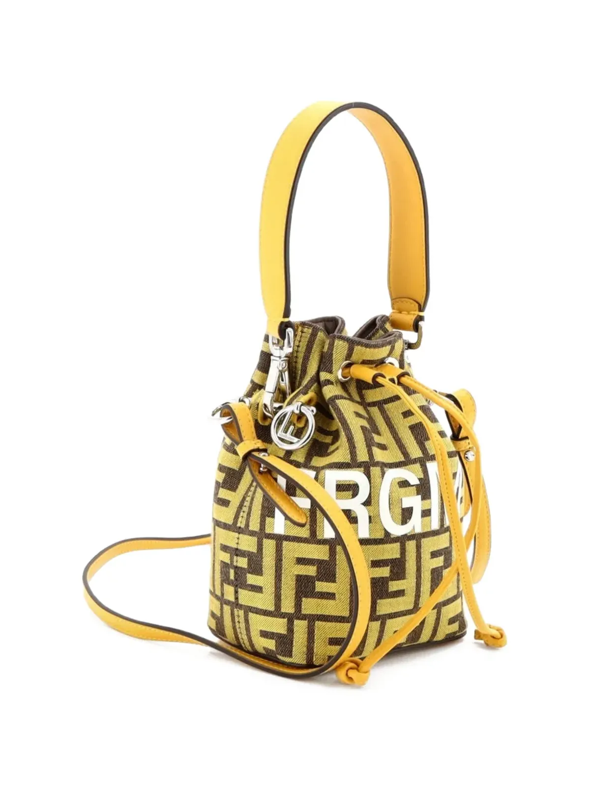 Fendi Pre-Owned FRGMT Mon Tresor Zucca Canvas ミニ バケットバッグ イエロー - 画像3